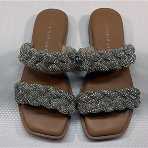 Sincerely Jules Women's Silver bling Slide on Sandal Size 6.5 (0429)